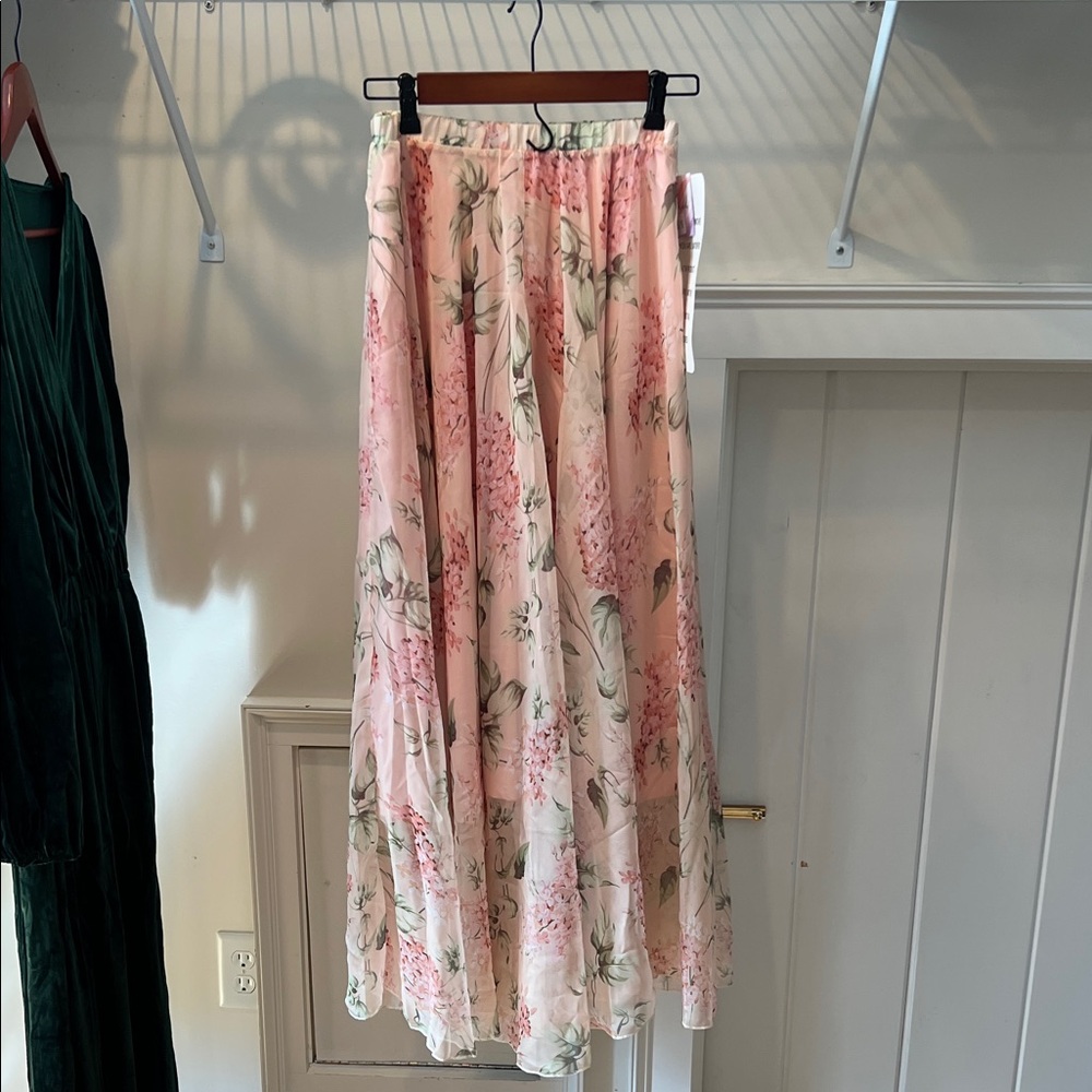 Chicwish Pink Floral Maxi Skirt
